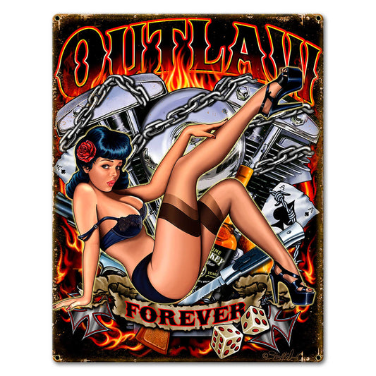Outlaw Forever Vintage Style Metal Sign 23 x 30
