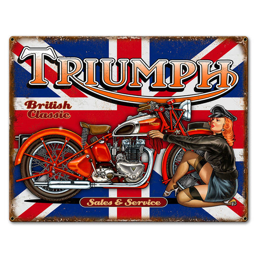 Triumph Bike Vintage Style Metal Sign 24 x 18
