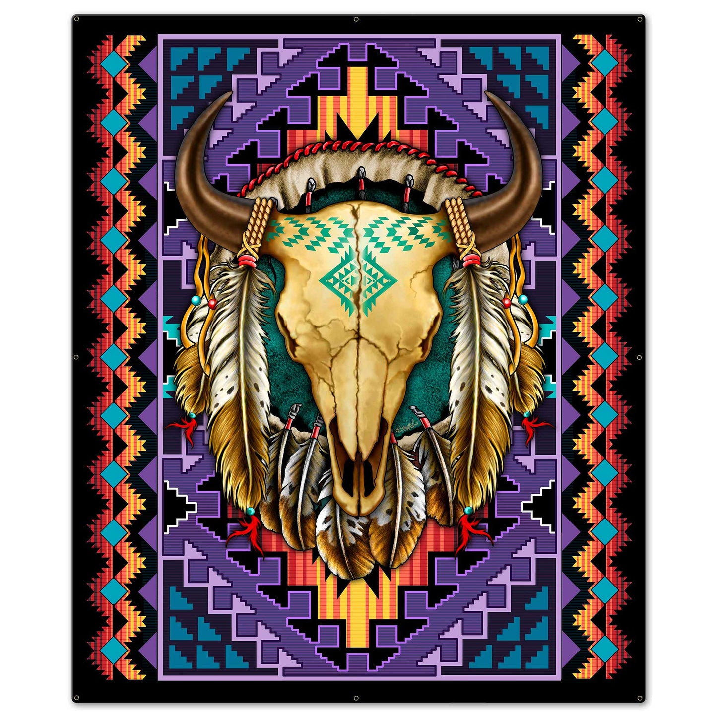 Buffalo Skull Blanket Look 40 x 48