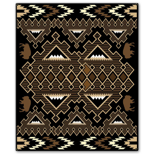 Brown Buffalo Blanket Look Vintage Style Metal Sign 20 x 24
