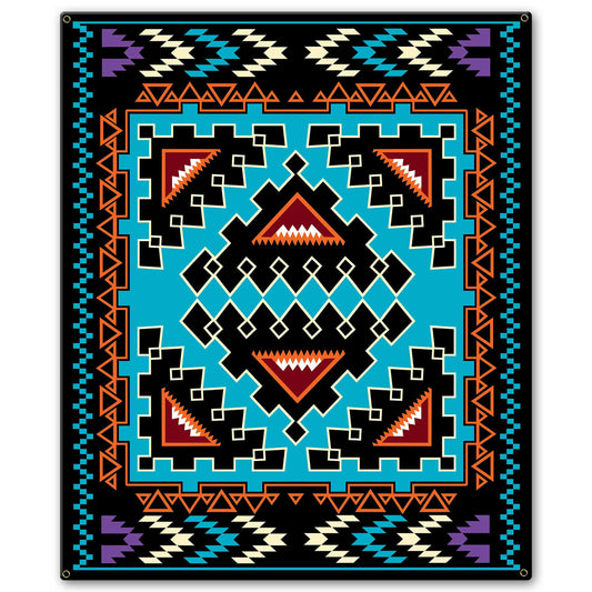 Turqoise Blanket Look Vintage Style Metal Sign 20 x 24