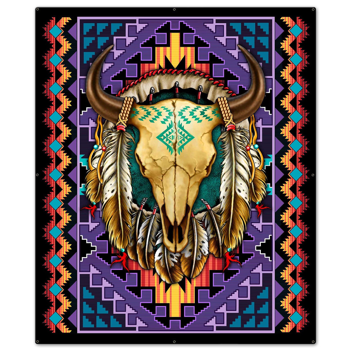 Buffalo Skull Blanket Look 30 x 36