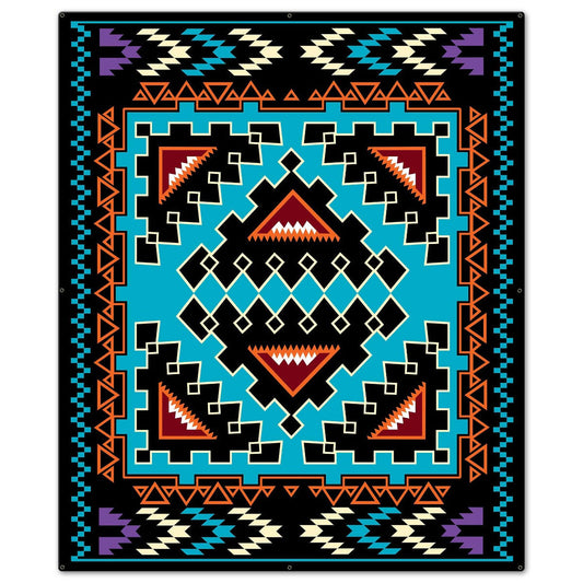 Turq Blanket Look Vintage Style Metal Sign 30 x 36