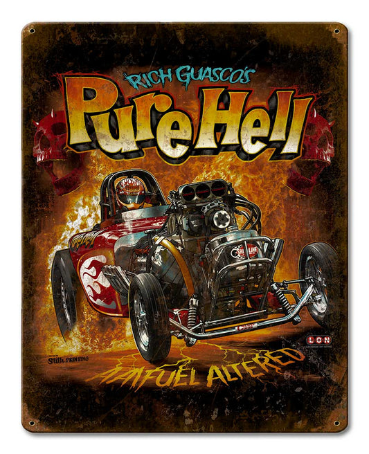 Pure Hell Blk Vintage Style Metal Sign 12 x 15