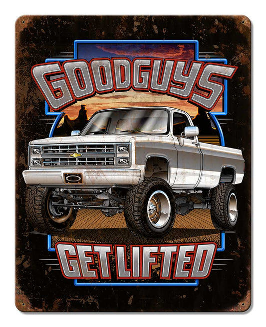 Get Lifted Blk Vintage Style Metal Sign 12 X 15