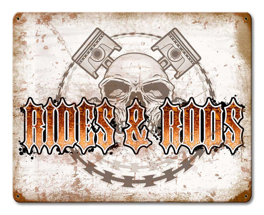 Rides And Rods Pistons Vintage Style Metal Sign 15 X 12