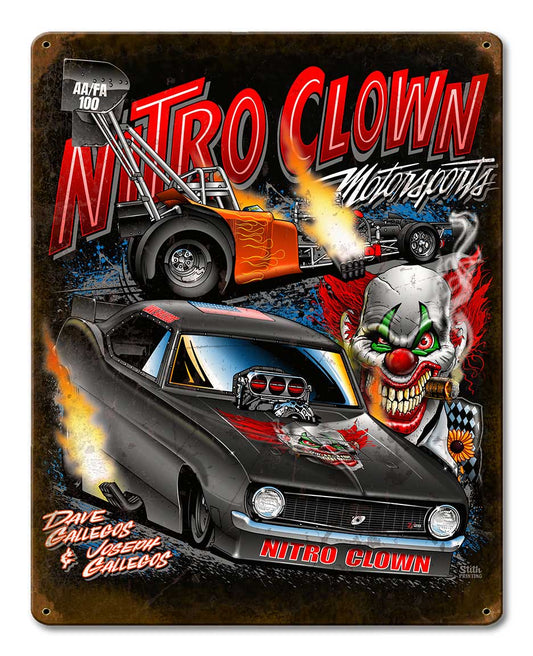 Nitro Clown Vintage Style Metal Sign 12 X 15