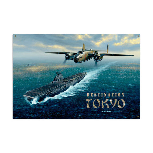 Destination Tokyo Vintage Style Metal Sign 36 x 24