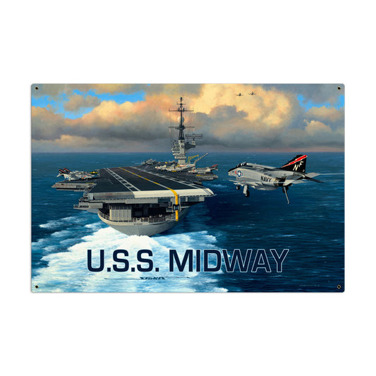 Uss Midway Vintage Style Metal Sign 36 x 24
