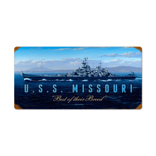 Uss Missouri Vintage Style Metal Sign 24 x 12