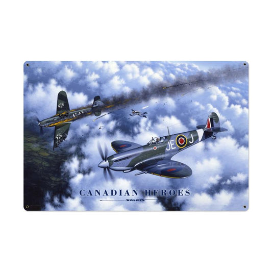 Canadian Heroes Vintage Style Metal Sign 36 x 24