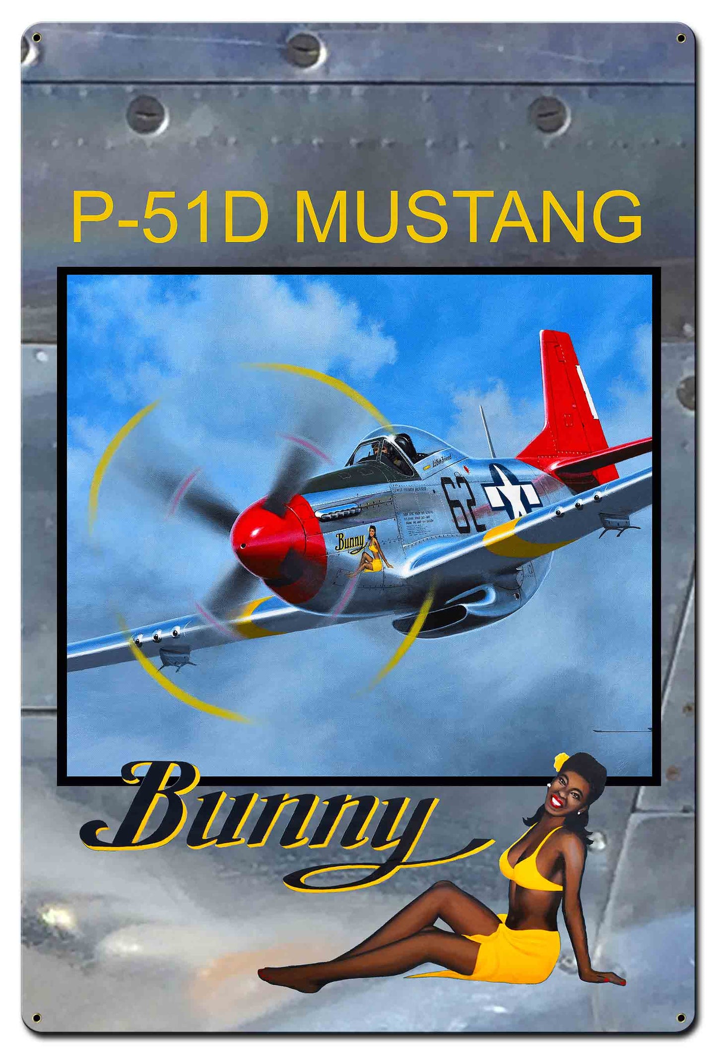 Bunny On P-51 Cowl 24 x 36