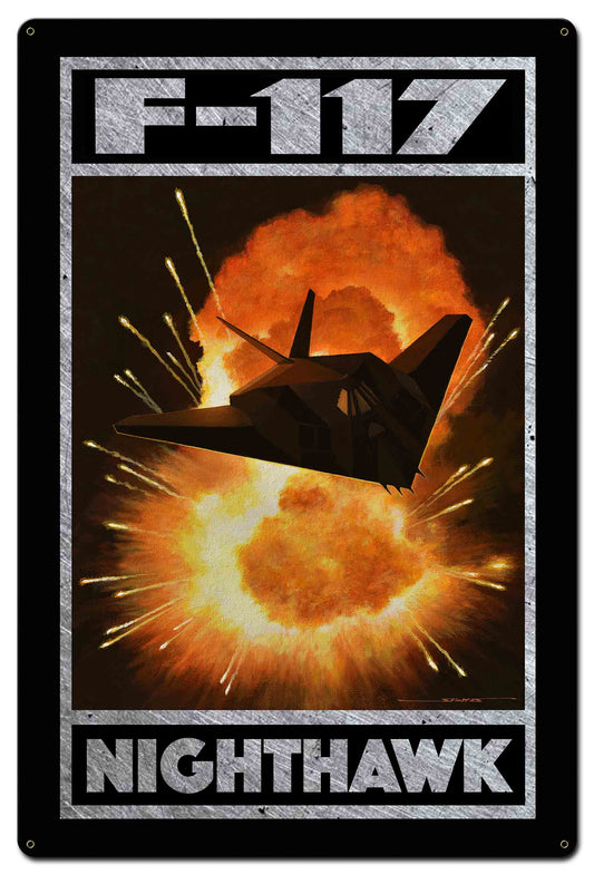 F-117 Nighthawk Vintage Style Metal Sign 24 x 36