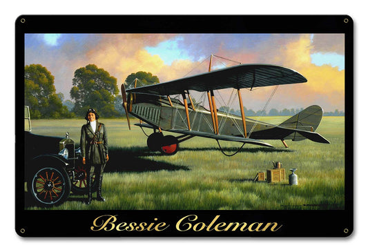 Bessie Coleman Vintage Style Metal Sign 18 x 12
