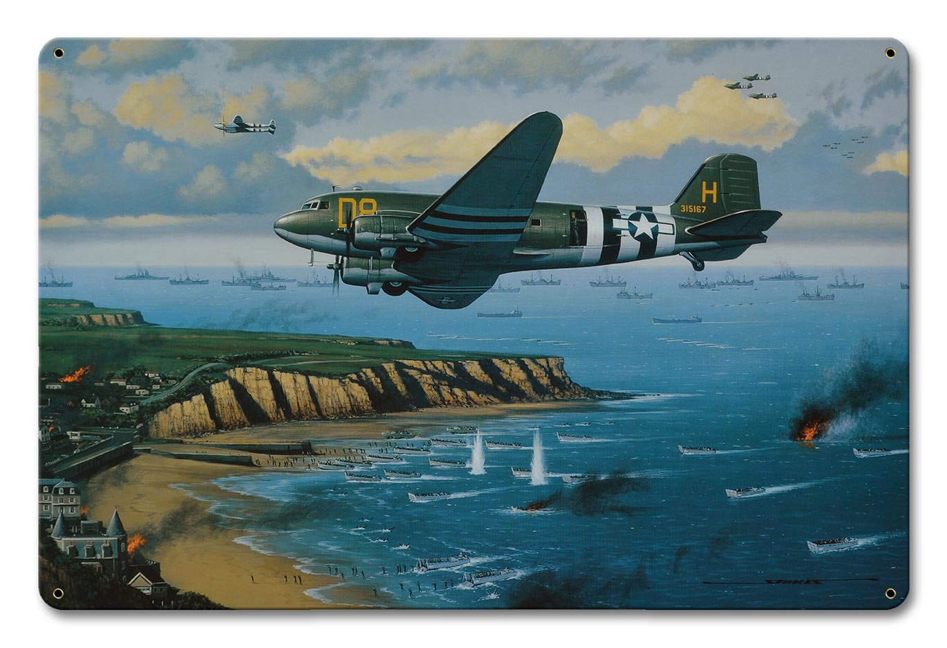 D-Day Invaders C-47S Over Normandy 18 x 12