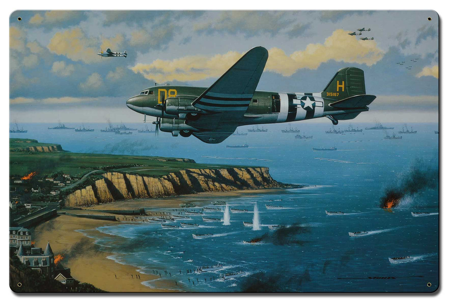 D-Day Invaders C-47S Over Normandy 24 x 16