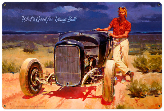 What Is Good For Young Bulls Vintage Style Metal Sign 36 x 24