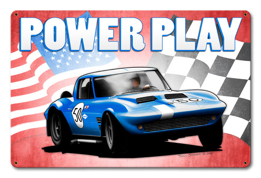 Power Play Vintage Style Metal Sign 18 x 12