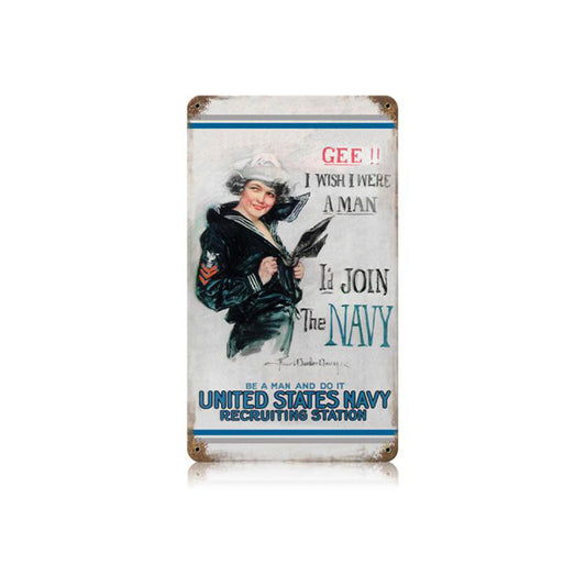 Gee Navy Vintage Style Metal Sign 8 x 14