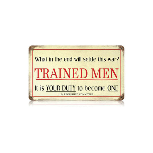 Trained Men Vintage Style Metal Sign 14 x 8