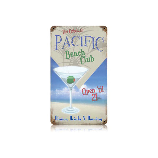 Pacific Beach Club Vintage Style Metal Sign 8 x 14