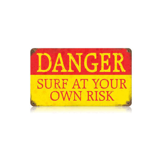 Danger Surf Vintage Style Metal Sign 14 x 8