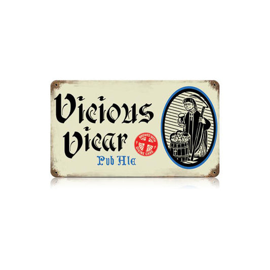 Vicious Vicar Vintage Style Metal Sign 14 x 8