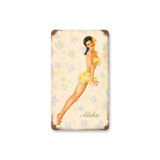 Aloha Vintage Style Metal Sign 8 x 14