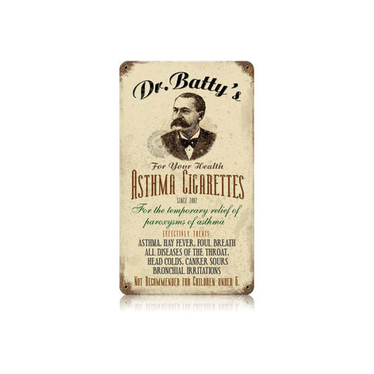 Asthma Cigs Vintage Style Metal Sign 8 x 14