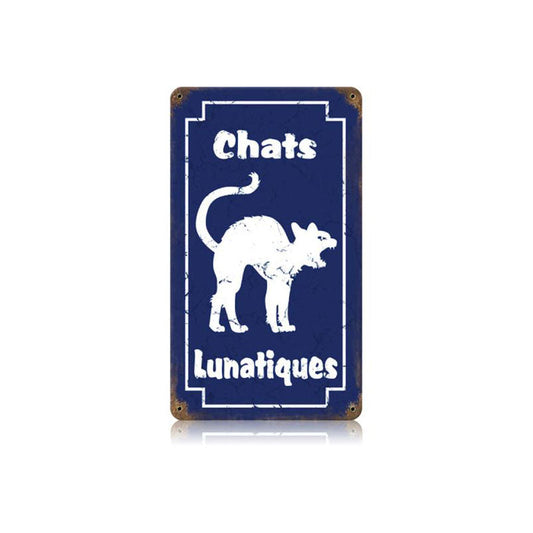Chats Lunatiques Vintage Style Metal Sign 8 x 14