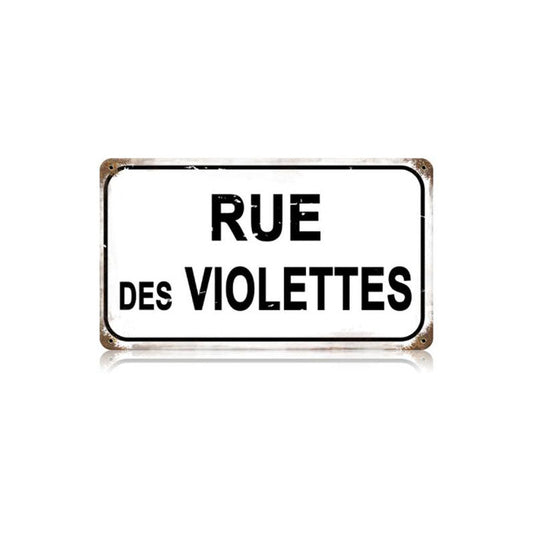Rue Des Violettes Vintage Style Metal Sign 14 x 8
