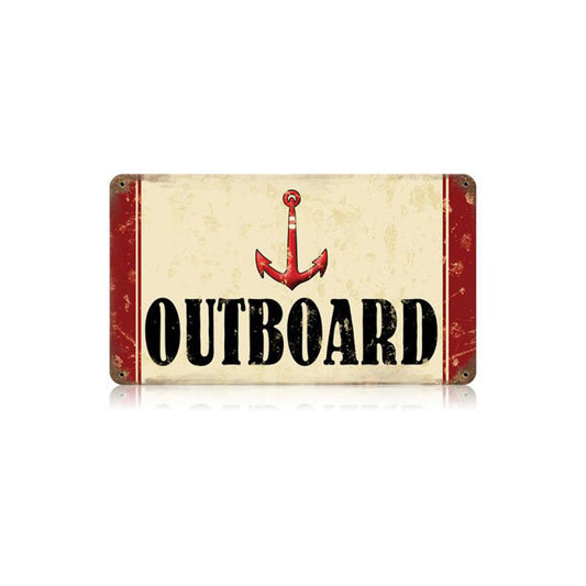 Outboard Vintage Style Metal Sign 14 x 8
