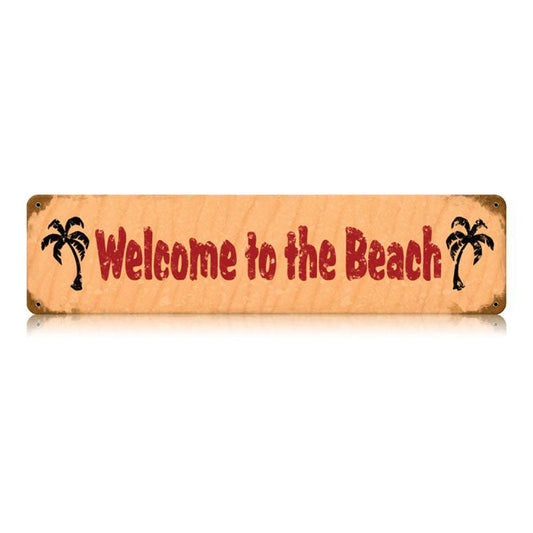 Welcome To The Beach Vintage Style Metal Sign 20 X 5