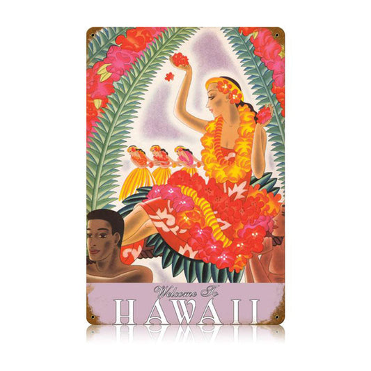 Welcome Hawaii Vintage Style Metal Sign 12 x 18