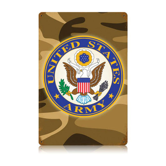 Us Army Camo Vintage Style Metal Sign 12 x 18