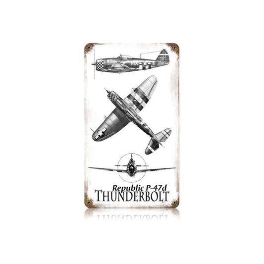 P-47 Vintage Style Metal Sign 8 x 14