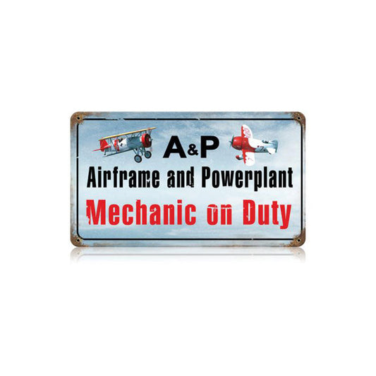 Airframe Powerplant Color Vintage Style Metal Sign 14 x 8