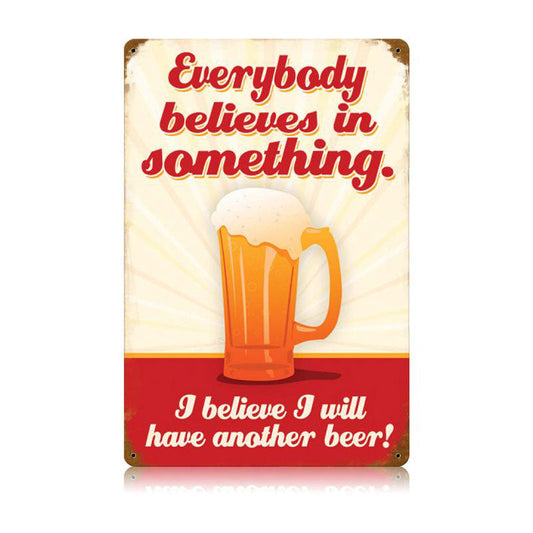 Believe Another Beer Vintage Style Metal Sign 12 x 18