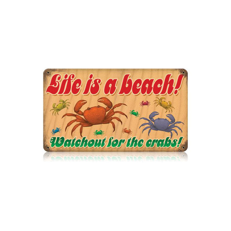 Lifes A Beach Crabs 14 x 8