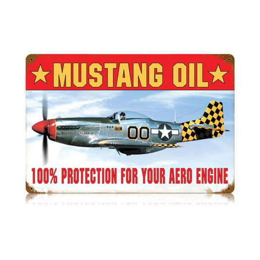 Mustang Oil Vintage Style Metal Sign 18 x 12