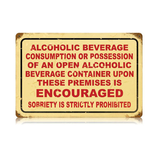 Drinking Encouraged Vintage Style Metal Sign 18 x 12