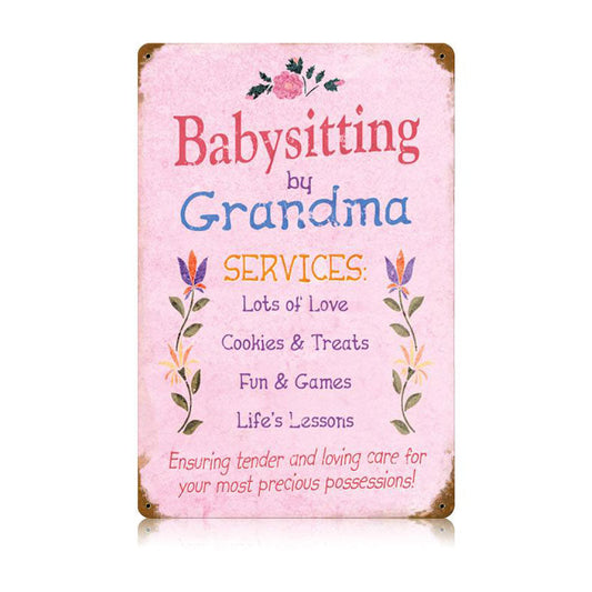 Babysitting Grandma Vintage Style Metal Sign 12 x 18