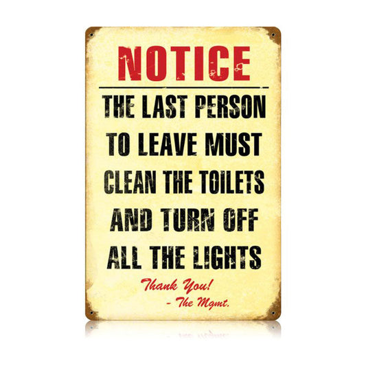 Clean Toilet Vintage Style Metal Sign 12 x 18