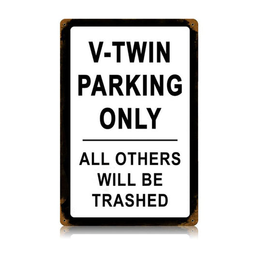 V-Twin Parking Vintage Style Metal Sign 12 x 18