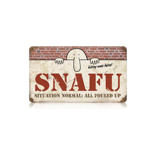Snafu Vintage Style Metal Sign 14 x 8