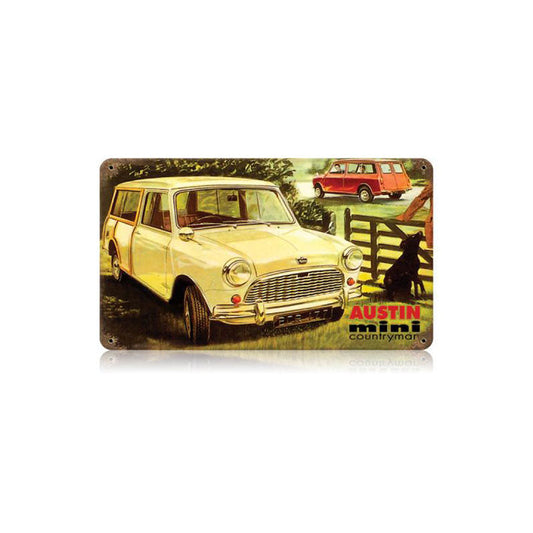 Austin Mini Countryman Vintage Style Metal Sign 14 x 8