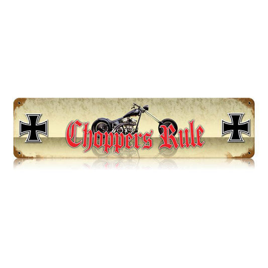 Choppers Rule Vintage Style Metal Sign 20 X 5