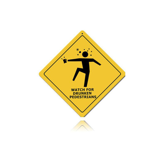Drunken Pedestrians Vintage Style Metal Sign 12 x 12
