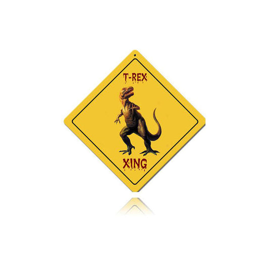 T-Rex Xing Vintage Style Metal Sign 12 x 12