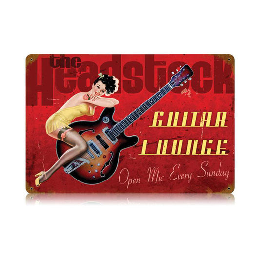 Guitar Lounge Vintage Style Metal Sign 18 x 12
